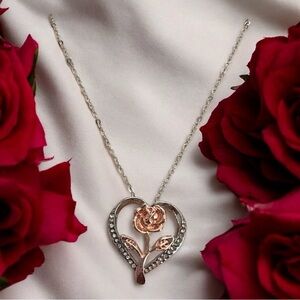 Rose Gold and Silver Heart Necklace
